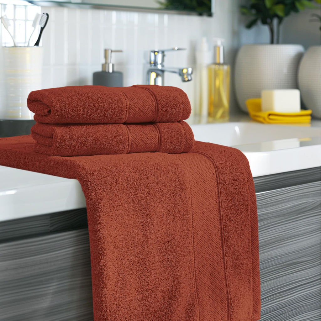 COZYART Burnt Orange Bath Towel Set 6 Piece, 100% Zero Twist Ring Spun Turkish Cotton 650GSM, Ultra Soft Absorbent Fast Dry Hotel Quality Bathroom Towels
