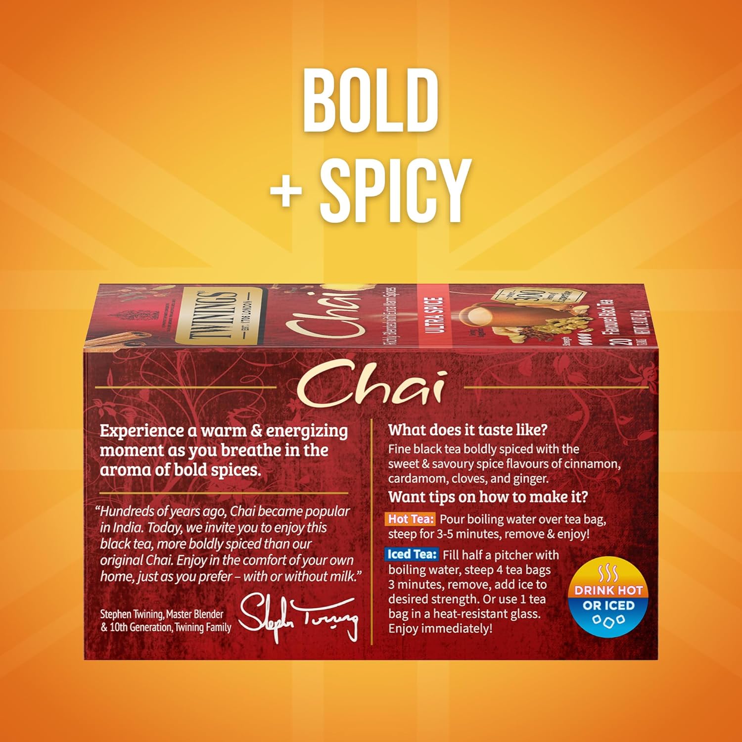 Twinings Ultra Spice Chai Tea - Aromatic Blend for Invigorating Flavor - 1.41 oz, 20 Count