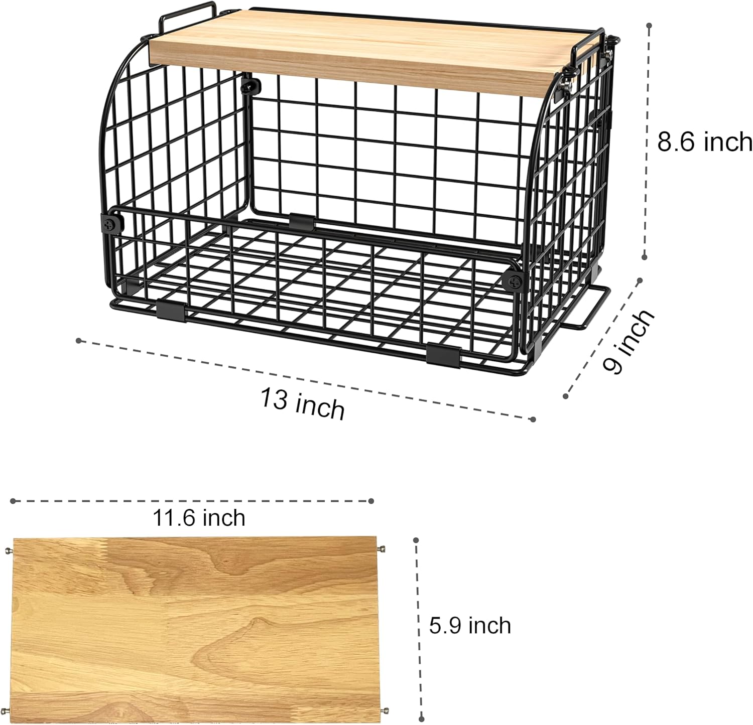 Skiennix Stackable Wire Baskets - Openable Top Kitchen Organizer for Fruits, Veggies & Snacks | 2 Set