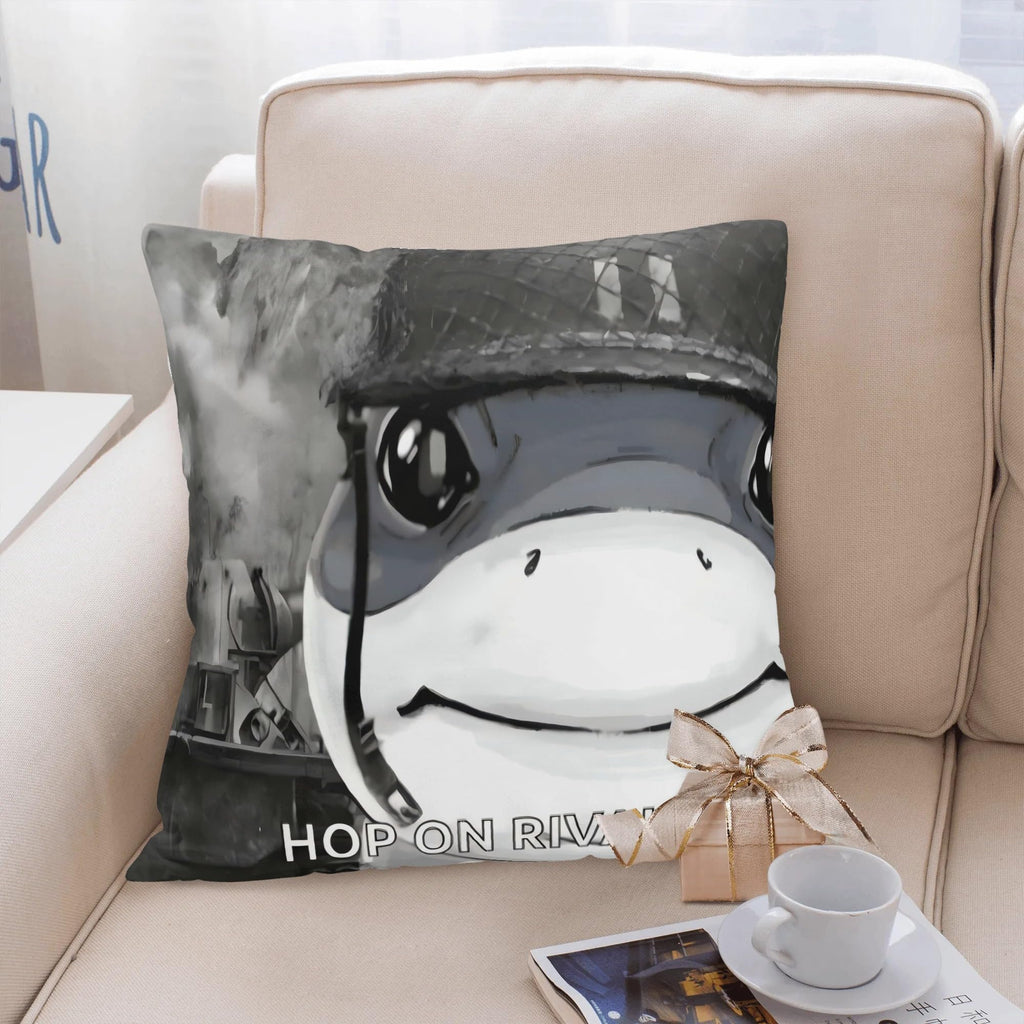 Jeff Shark Funny Meme Throw Pillow Covers 18x18 Inch Funny Pillows Velvet Decorative Pillowcase Home Decor Living Room Cushion Case Funny Gift Decor for Bed Sofa Couch