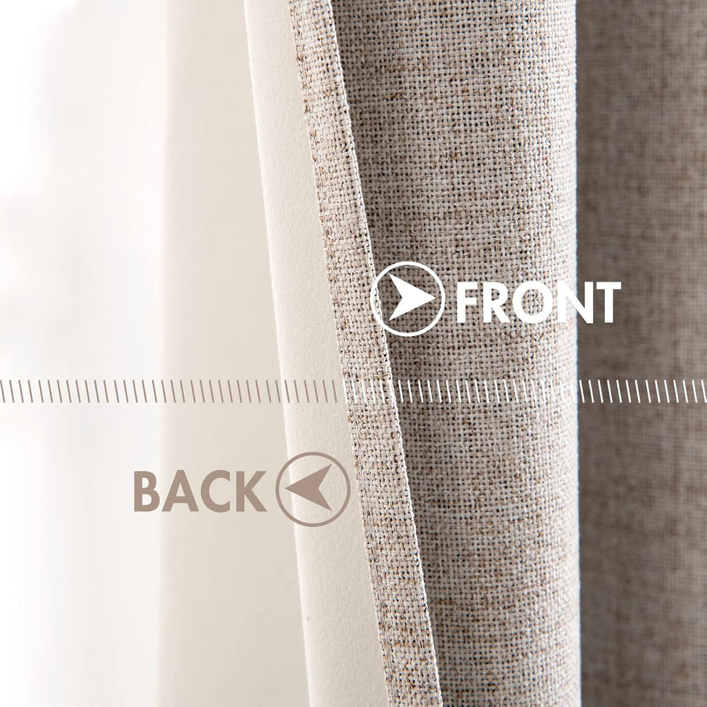 MIULEE Blackout Curtains - Thermal Insulated Natural Khaki Drapes for Bedroom | 52 x 90 Inch (2 Panels)