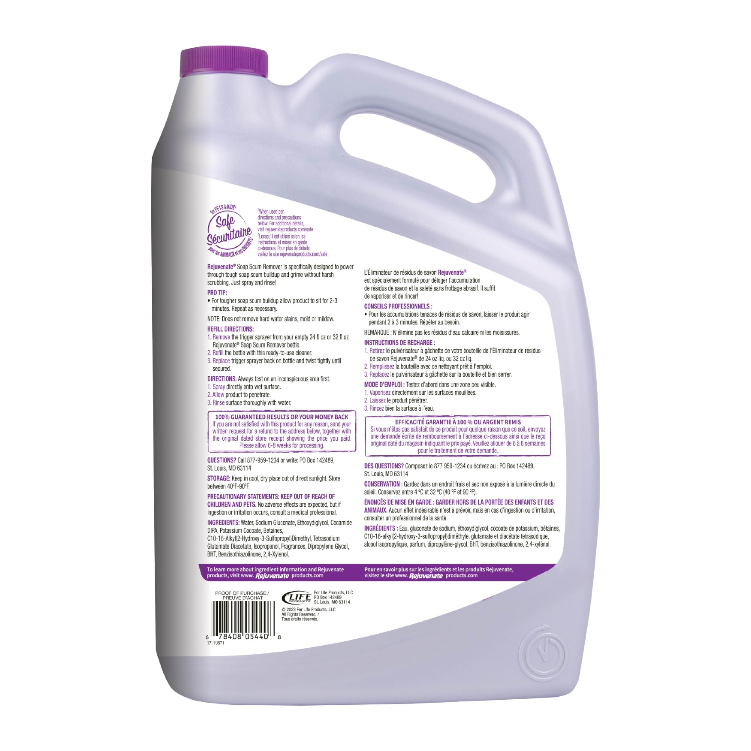 Rejuvenate Soap Scum Remover Refill Easily Dissolves Soap Scum Without Scrubbing, 1 Gallon