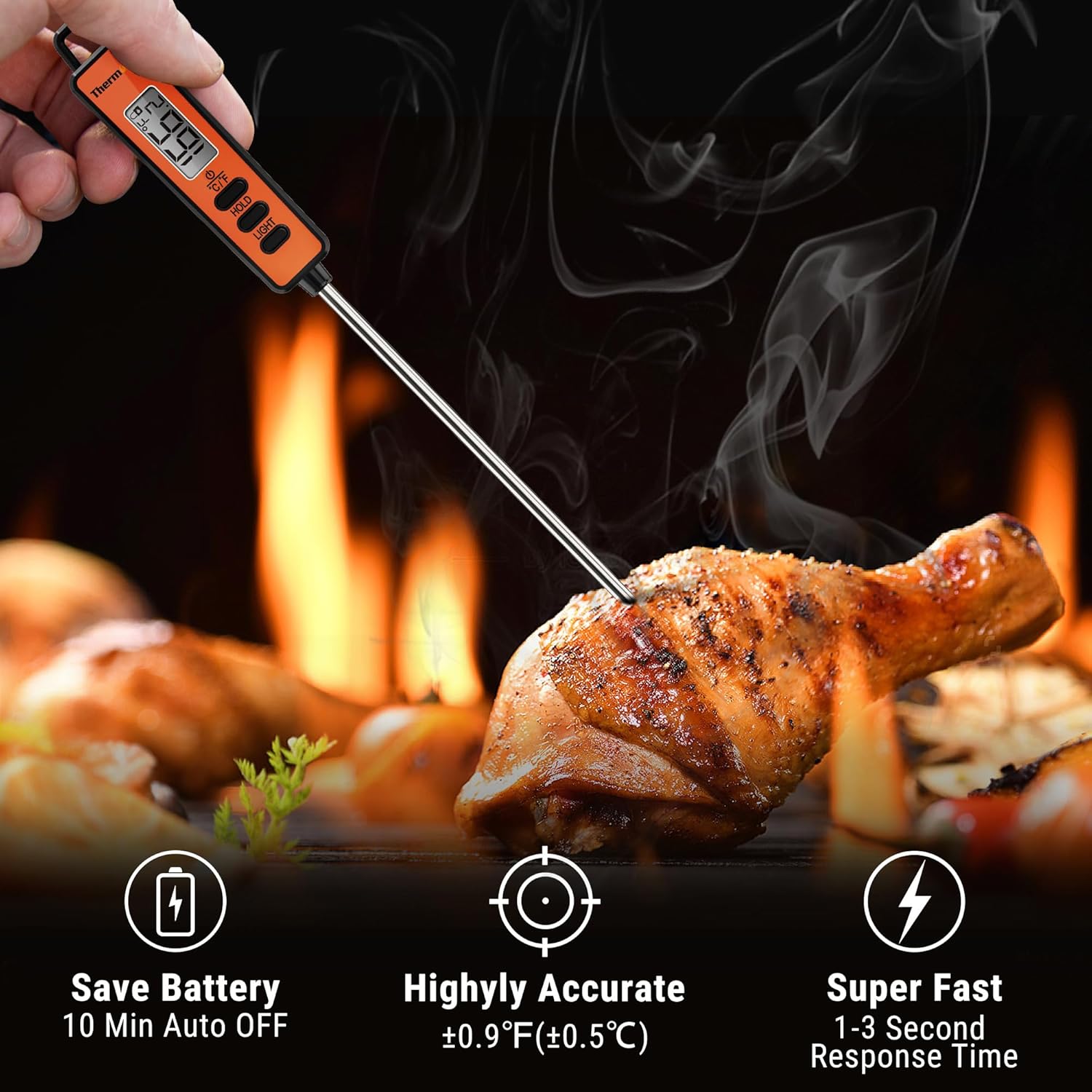 TempPro Digital Meat Thermometer - Instant Read Kitchen Tool with Long Probe & Backlit Display