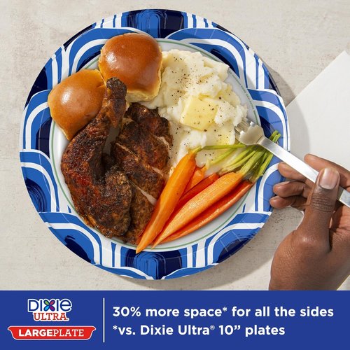 Dixie Ultra Large Paper Plates - 11 Inch, Heavy Duty & Microwave-Safe, 25 Count for Messy Meals