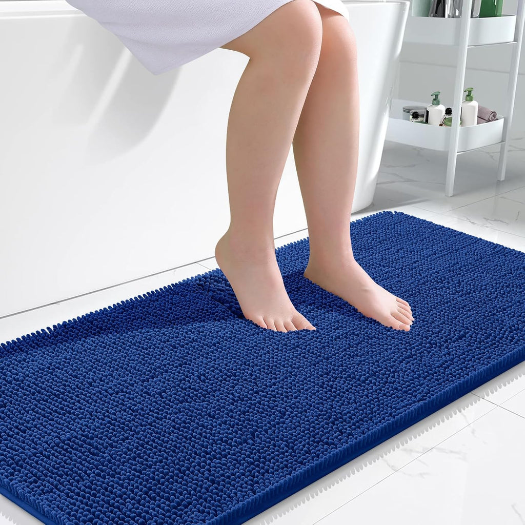 OLANLY Large Bathroom Rugs - Extra Soft Chenille Bath Mats | Quick-Dry, Machine Washable, 50x30, Royal Blue