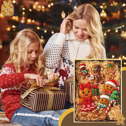 AceOrbit 8-Inch Large Gingerbread Man | Rustic Wooden Christmas Table Decoration - 6 Pcs Set