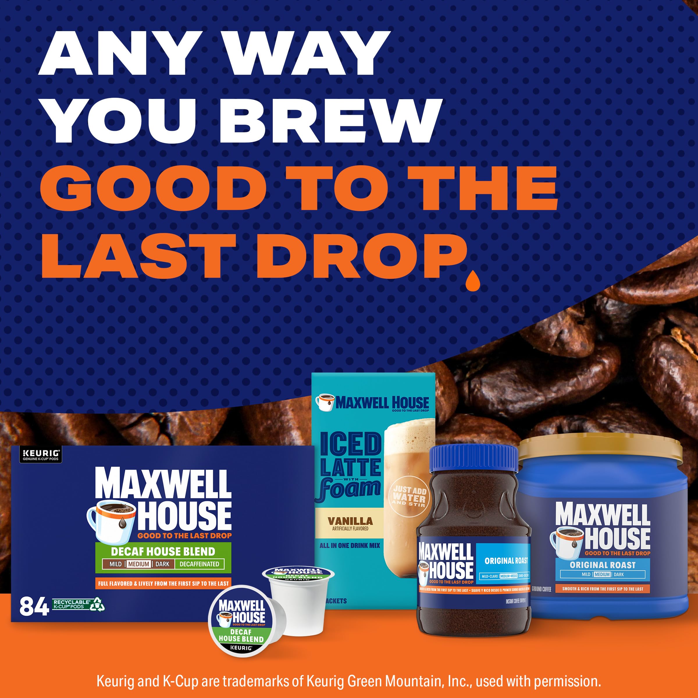 Maxwell House Decaf House Blend Medium Roast K-Cup Coffee Pods, 84 ct Box