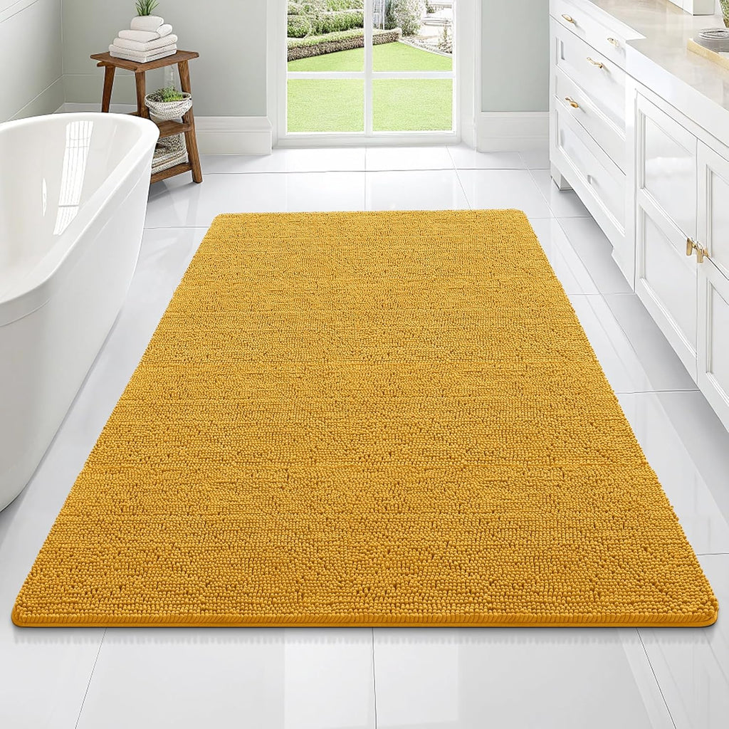 OLANLY Large Chenille Bathroom Rugs - Soft, Absorbent & Quick-Dry | 70x46, Golden Yellow