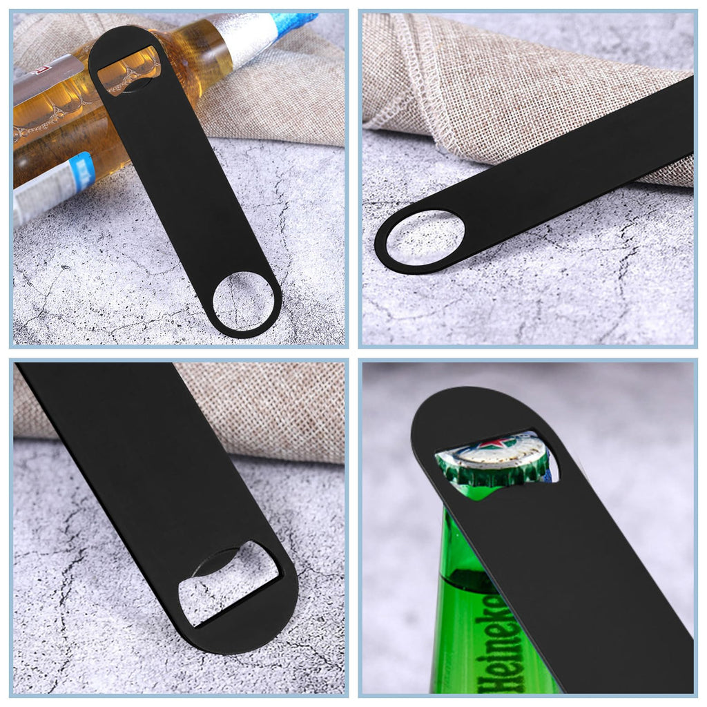 Yugada 50 Pack Flat Beer Bottle Opener 7 inch Stainless Steel Flat Bottle Opener Beer Bottle Openers for Bartender Kitchen Bar Restaurant (Black)