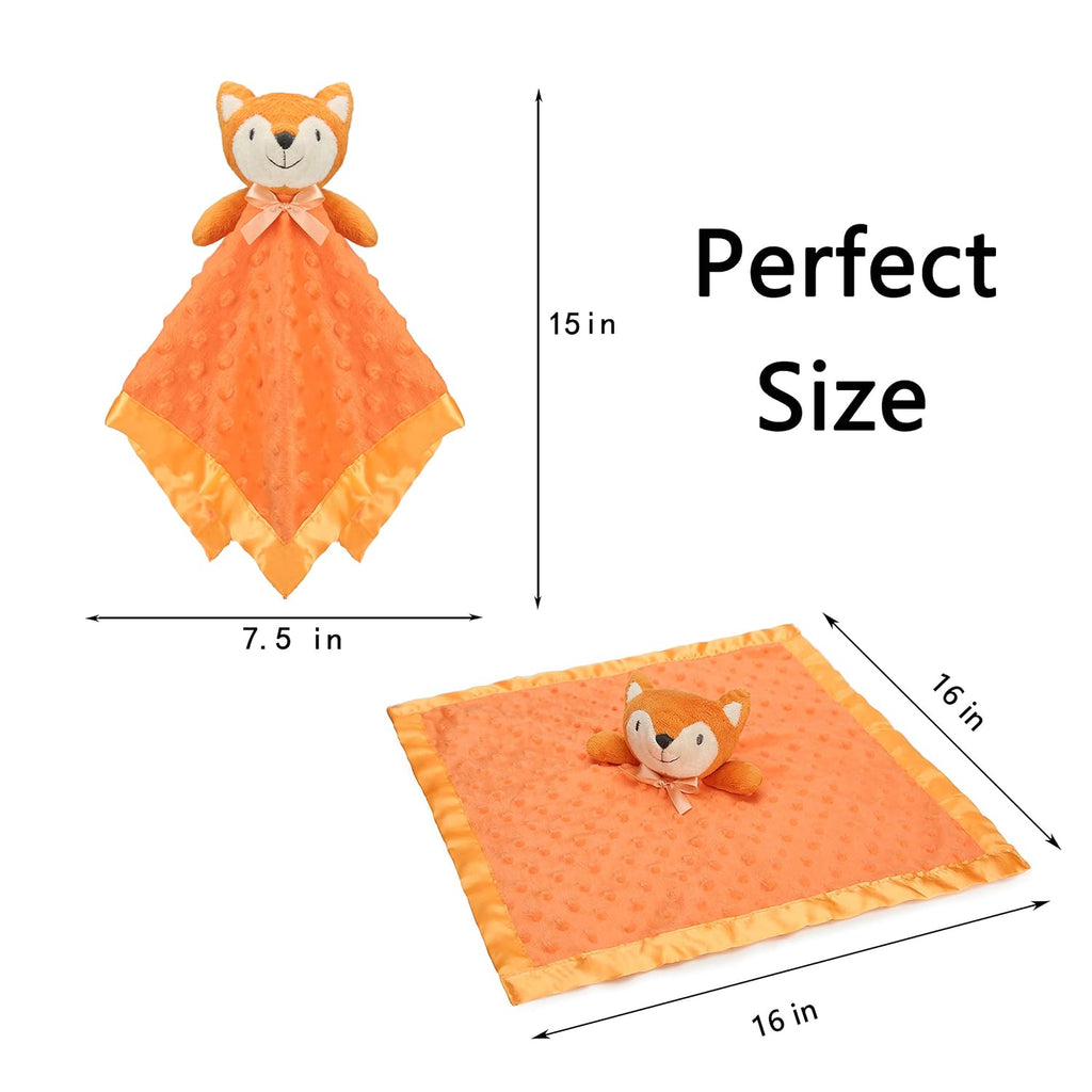 Pro Goleem Fox Security Blanket - Soft Orange Baby Lovey for Newborns & Toddlers | 16 Inch Snuggle Toy