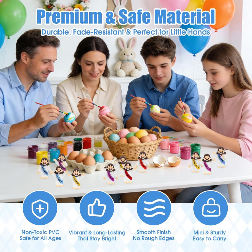 Mini Jesus Figurines by [Brand Name] - 40 Pcs Bulk Set for Easter Egg Stuffers & Religious Gifts | 4 Colors & 3 Poses