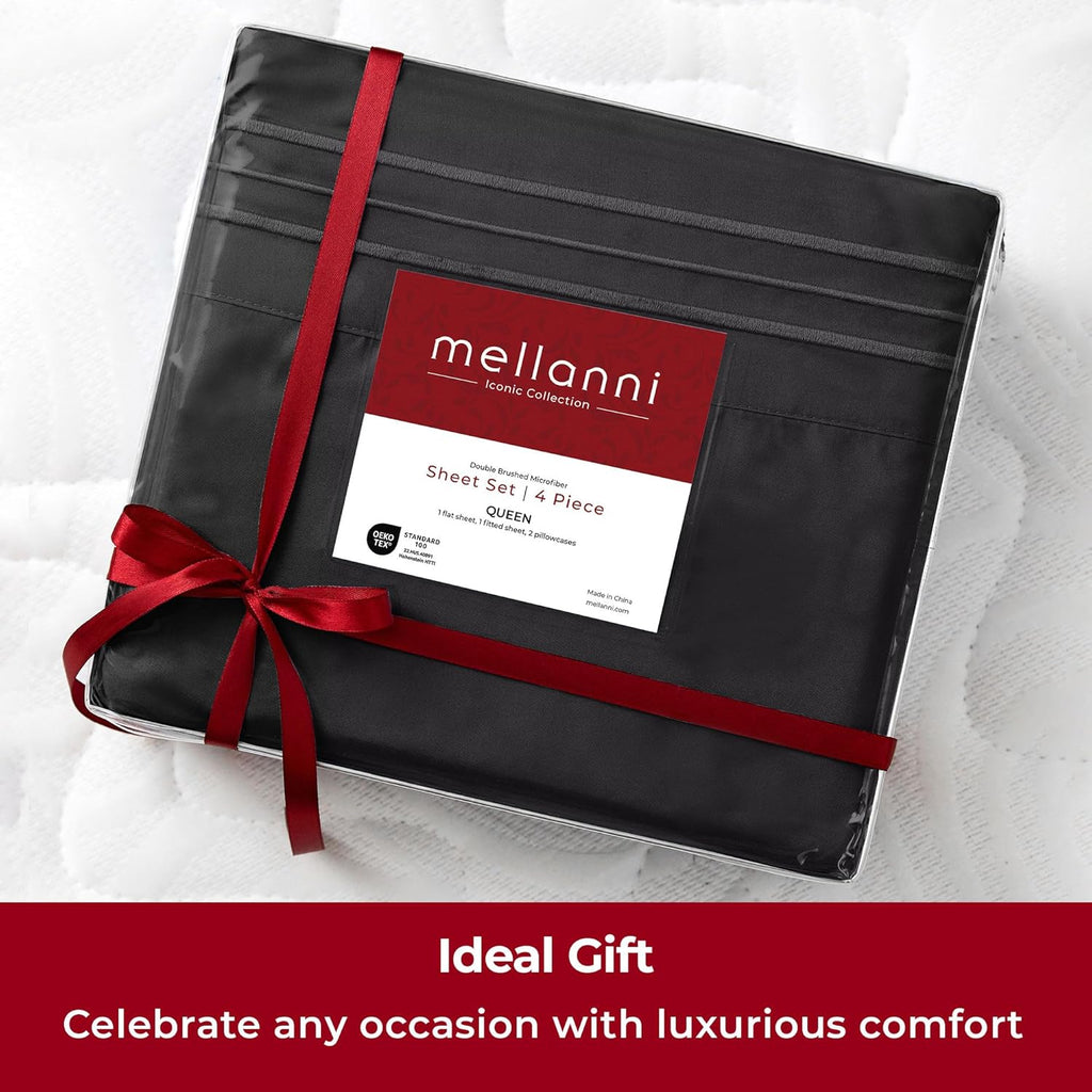 Mellanni Extra Deep Twin Sheets - Ultra Soft Hotel Luxury Bedding - Wrinkle & Fade Resistant | Black