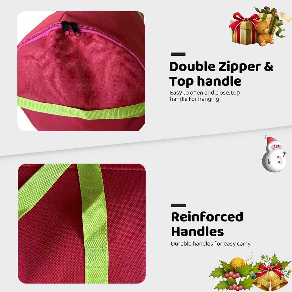 OUTTDID Christmas Wrapping Paper Organizer - Durable 600D Oxford Fabric Storage for 18-25 Rolls | Red with Handles and Zipper