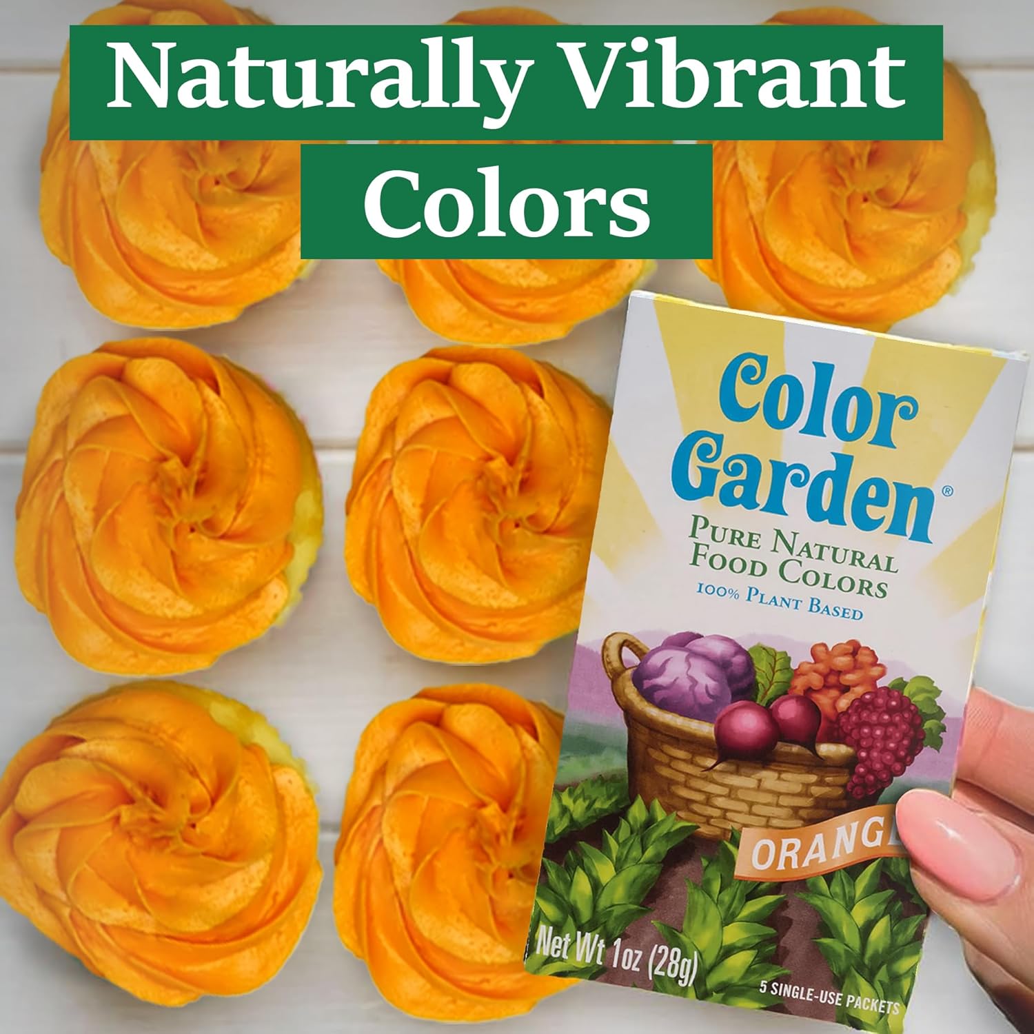 Color Garden Pure Natural Food Coloring - Orange | Plant-Based, Vegan, Non-Toxic Liquid Dye - 5 ct, 1 oz