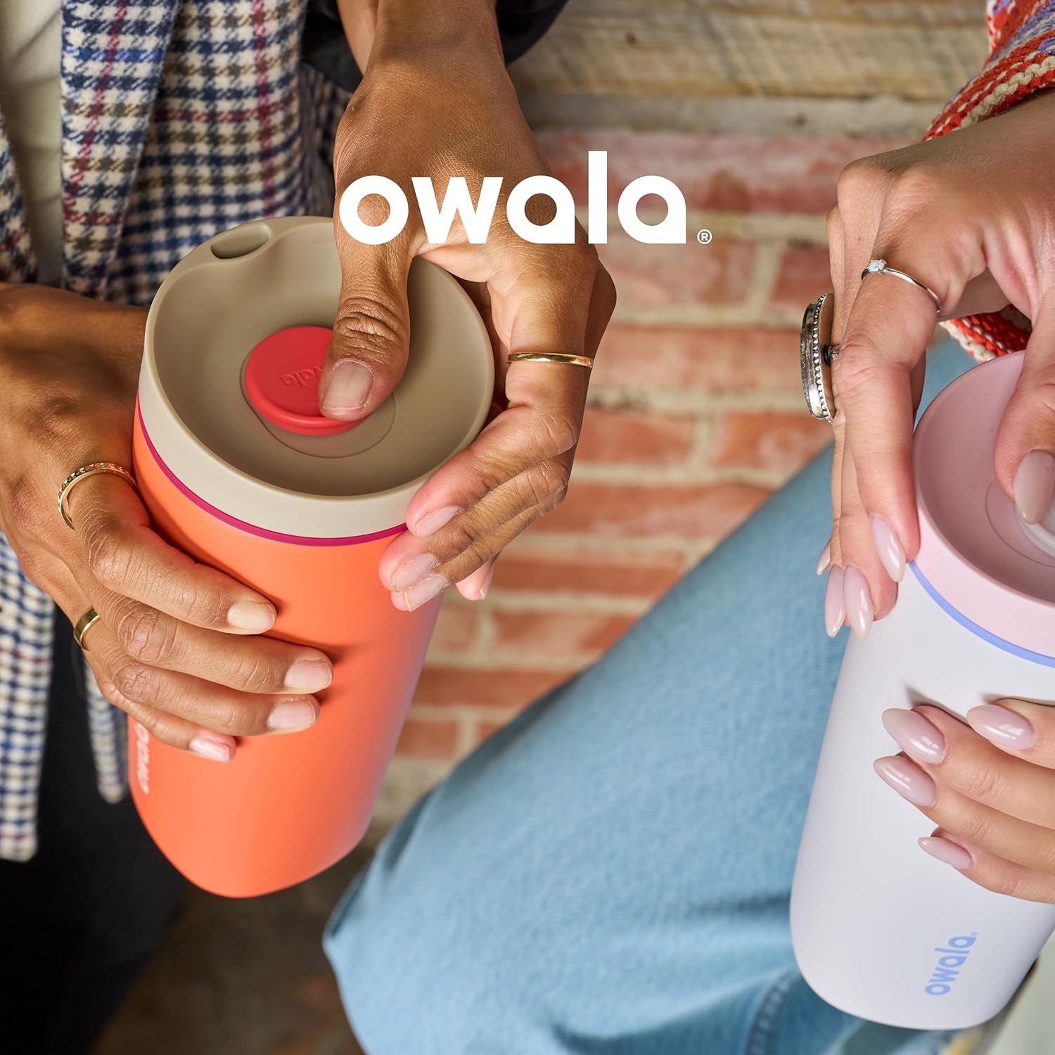 Owala SmoothSip Coffee Tumbler - Insulated Stainless Steel, BPA-Free, 12 oz, Pink (Pucker Up) | Reusable Travel Mug