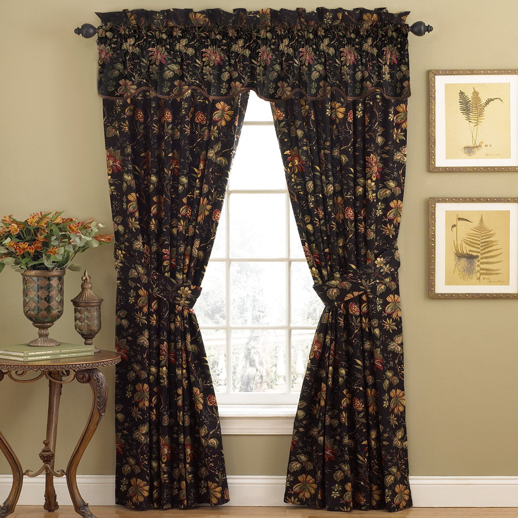 Waverly Felicite Noir Valance - 100% Cotton Sateen - 50" X 15"