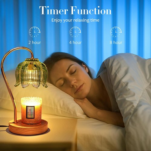 Flower Candle Warmer Lamp - Timer & Dimmer Feature - Fits All Jar Scented Candles | Perfect Gift for Mom