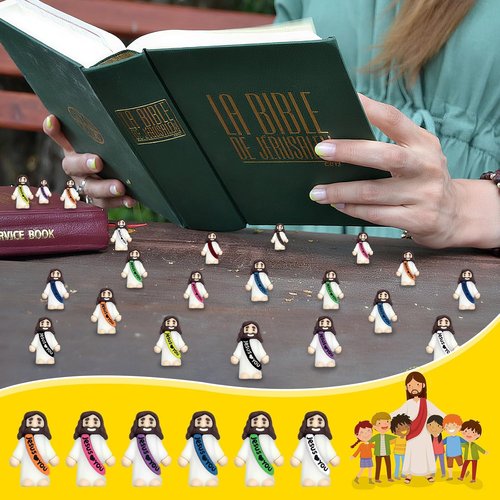 Little Jesus Figures Bulk - 110 Mini Jesus Loves You Figurines for Easter, Baptism & Party Favors | 11 Colors