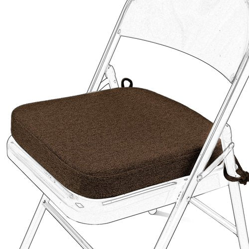 SINOSSO Memory Foam Chair Cushion for Folding Chair 1 Pcs, Thickened 2" Square Kitchen Chair Pad with Ties, Indoor Non-Slip Dining Chair Seat Cushion (1 Pcs, Dark Brown)