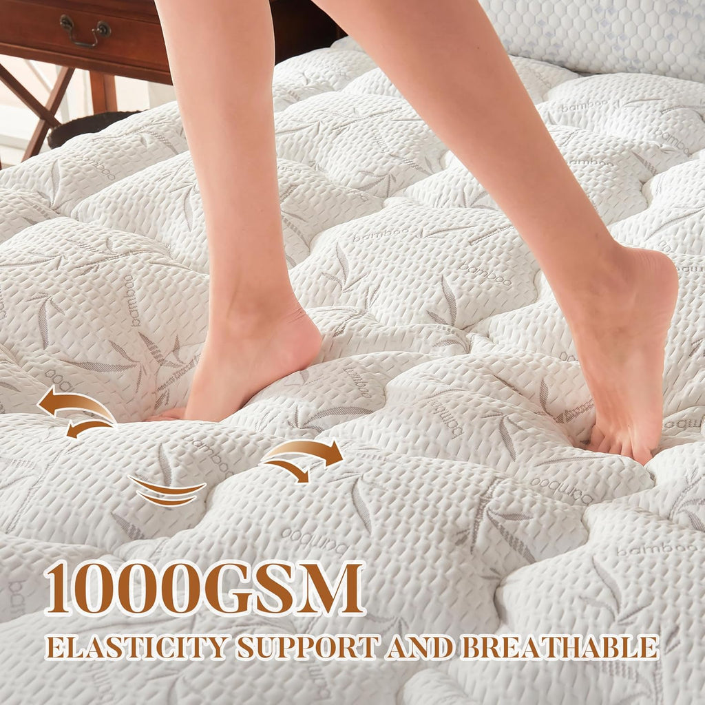 PRIMESOFT 100% Waterproof Queen Mattress Topper - Thick Pillow Top for Back Pain Relief | 21-Inch Deep Pocket, Soft & Breathable (White)
