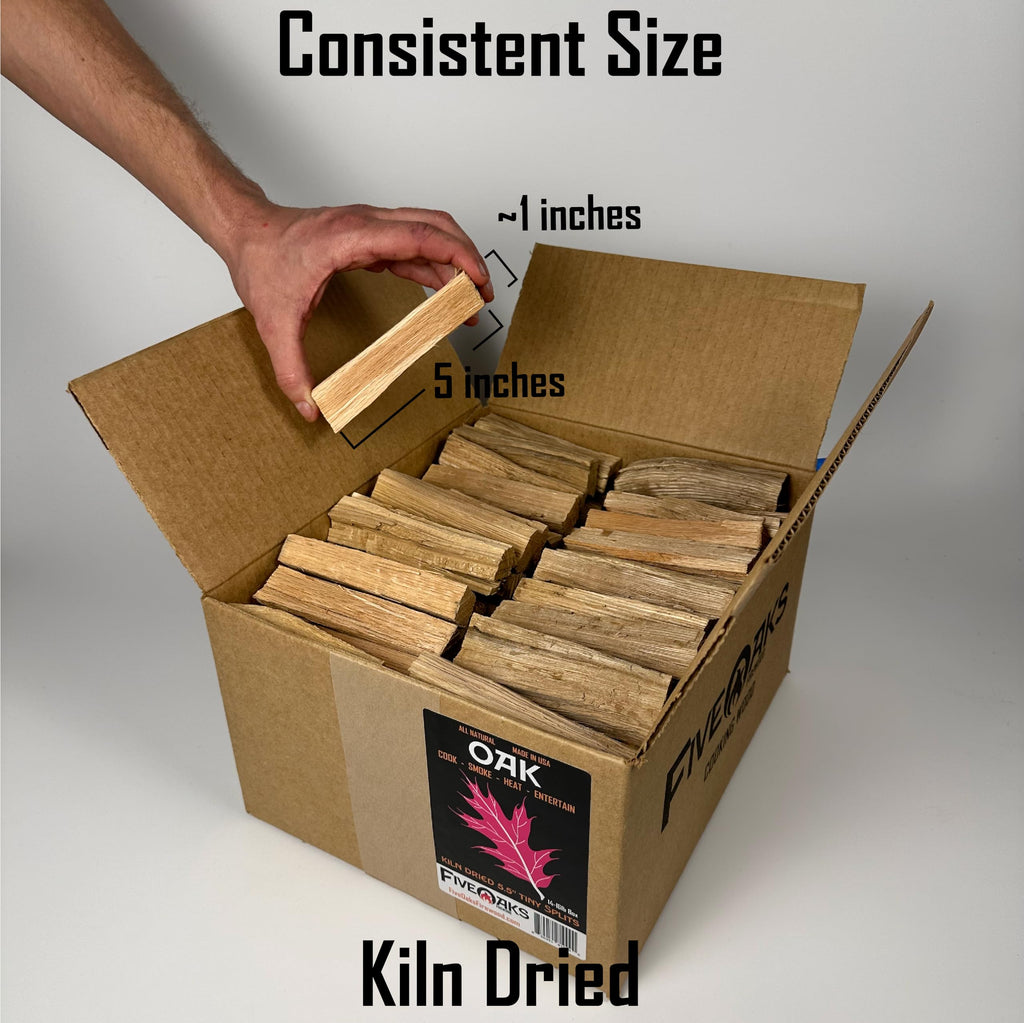 FiveOaks Firewood Kiln Dried Oak Pizza Oven Wood, Mini 5 Inch Cooking Wood for Ooni, Gozney, Bertello Pizza Ovens, Solo Stove & More - Approx 14lbs Product of USA (1,000 Cubic Inches)