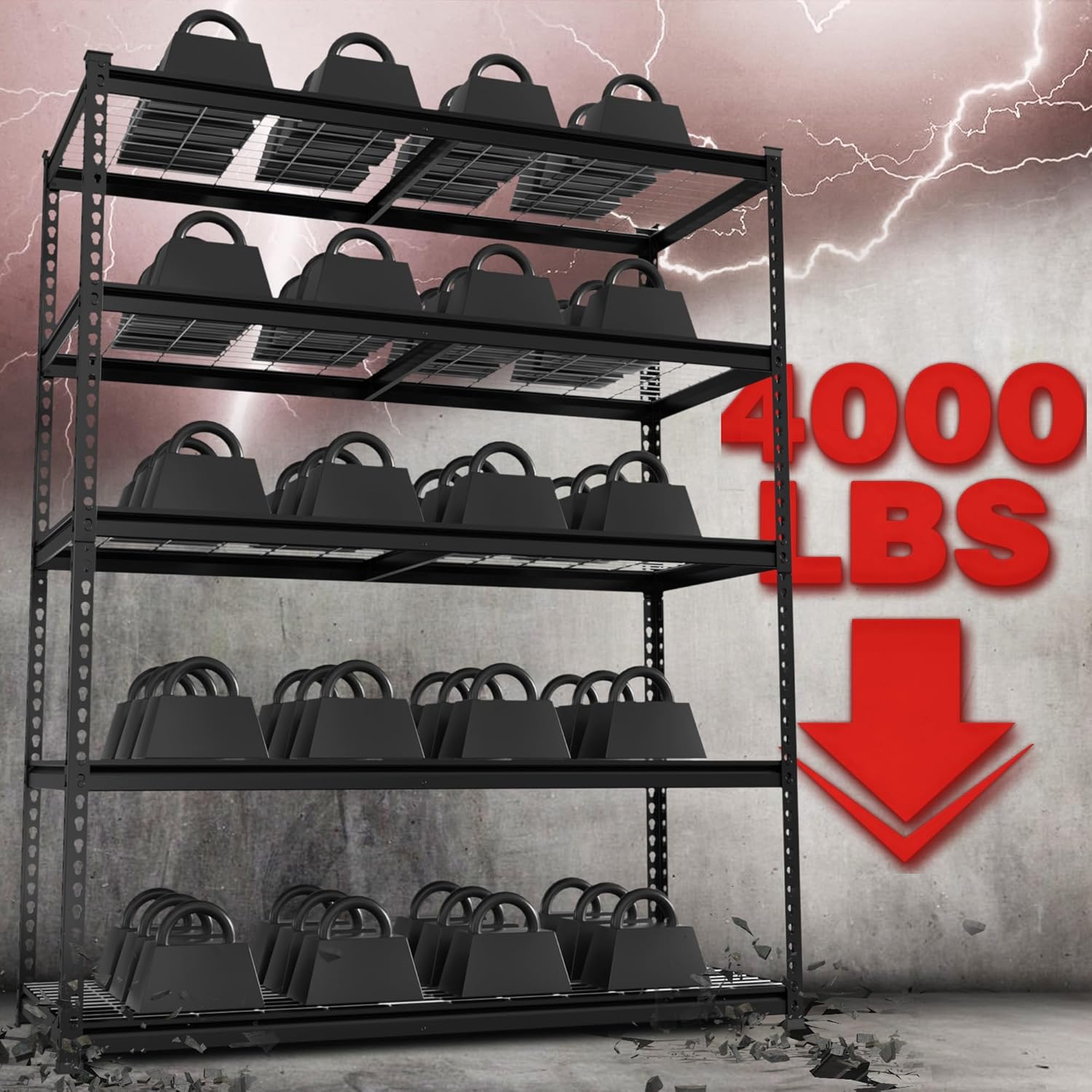 WORKPRO 5-Tier Metal Shelving Unit - Heavy Duty Adjustable Storage Rack | 48”W x 24”D x 72”H, 4000 lbs Capacity