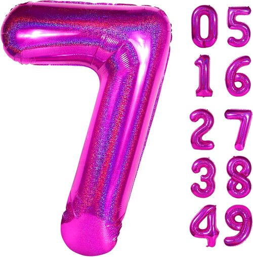 Laser | Hot Pink 40-Inch Number 7 Balloon - Perfect 7th Birthday Decoration for Girls & Women