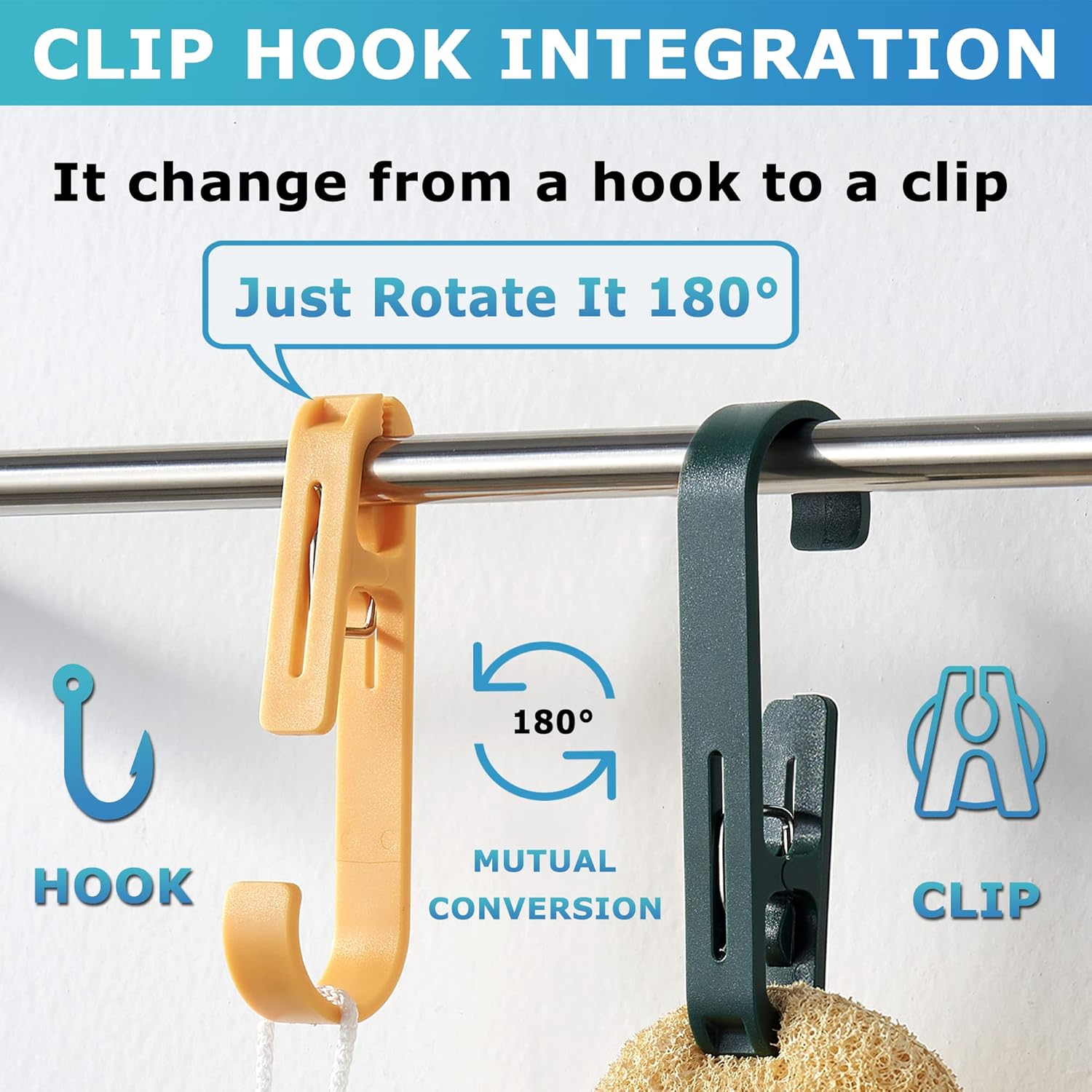 XoYoZo Laundry Hooks - Versatile Clips Hanger for Organizing Socks, Boots, Bras & Towels - 4 Pcs (Black)