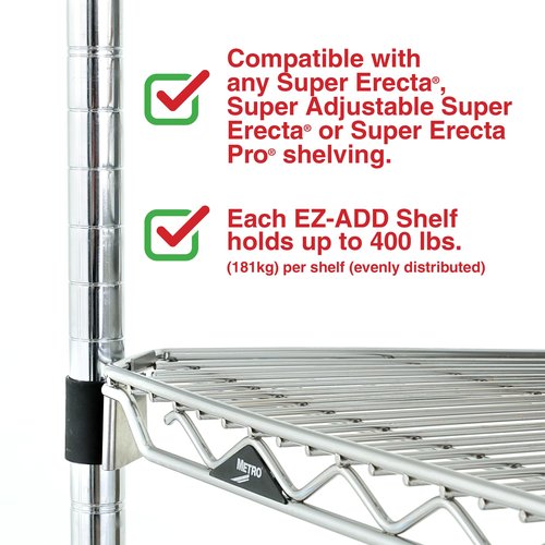 METRO EZA-1860NC Super Erecta EZ-ADD Wire Shelf, Chrome, 18" x 60"