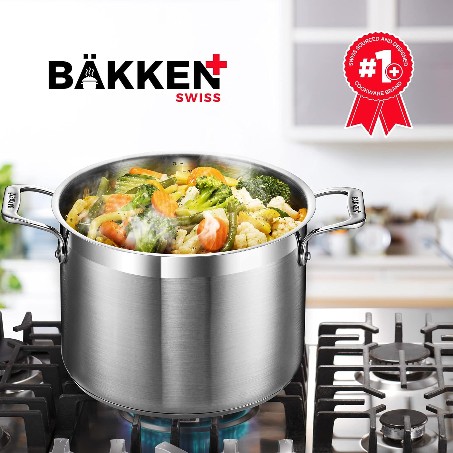 Stainless Steel Stockpot by [Brand Name] - 5 Quart Durable Design with Impact-Bonded Base & Riveted Handles