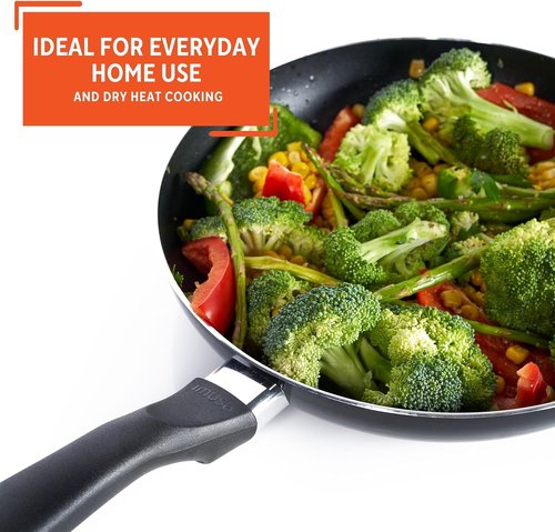 IMUSA 8-Inch Bistro Aluminum Nonstick Fry Pan - Cool Touch Handle for Easy Cooking | Black Skillet