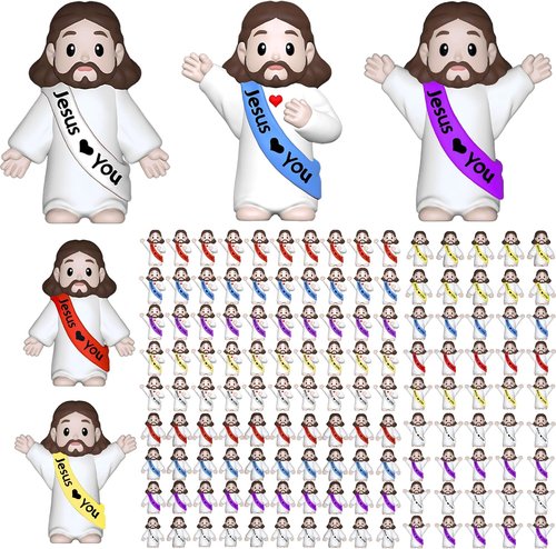 Little Jesus Figurines - 300 Pcs Mini Statues for Easter Egg Stuffers & Religious Gifts | Multicolor Decorations