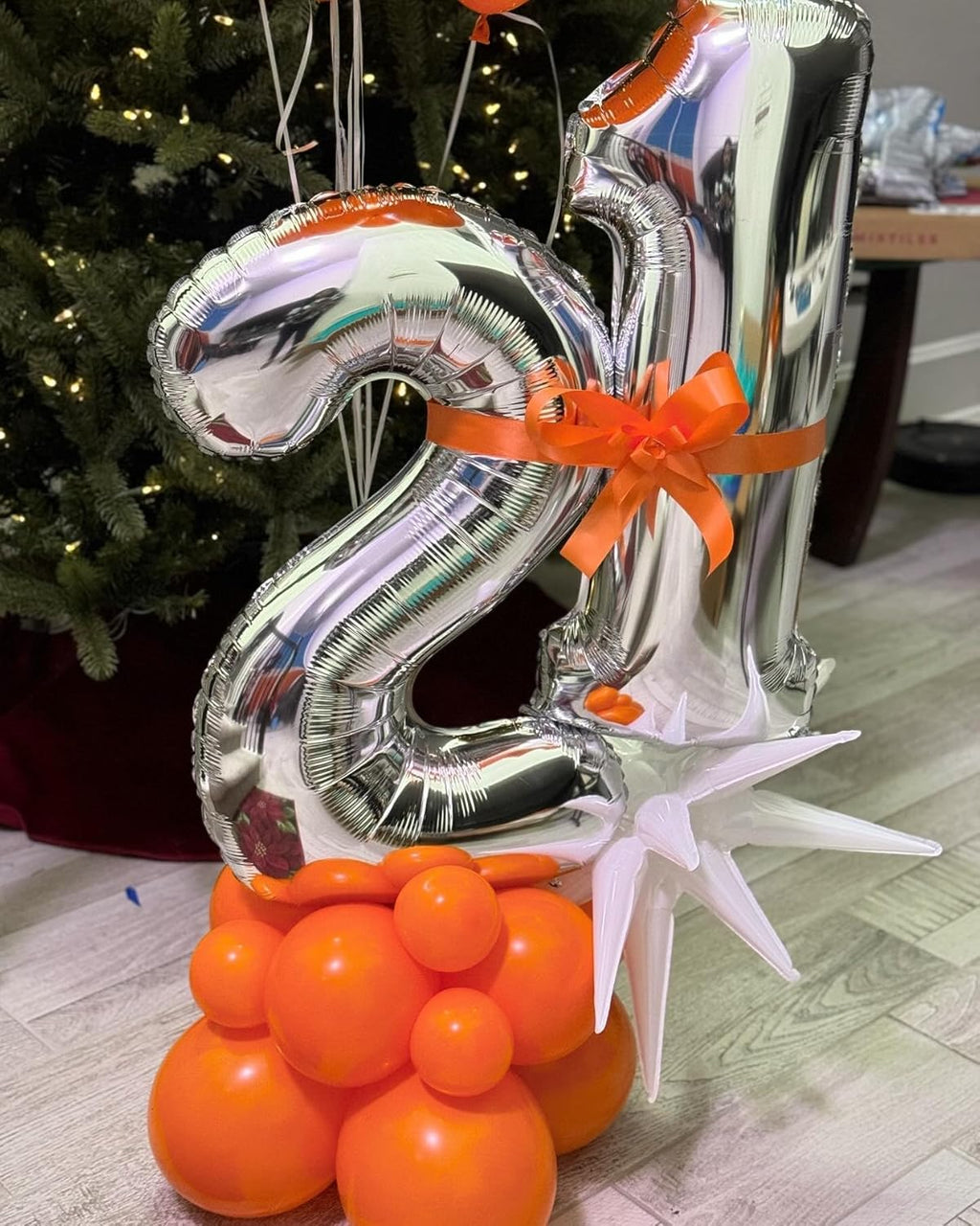 Number 21 Balloon by Silver | 40-Inch Metallic Decoration for 21st Birthday Celebrations