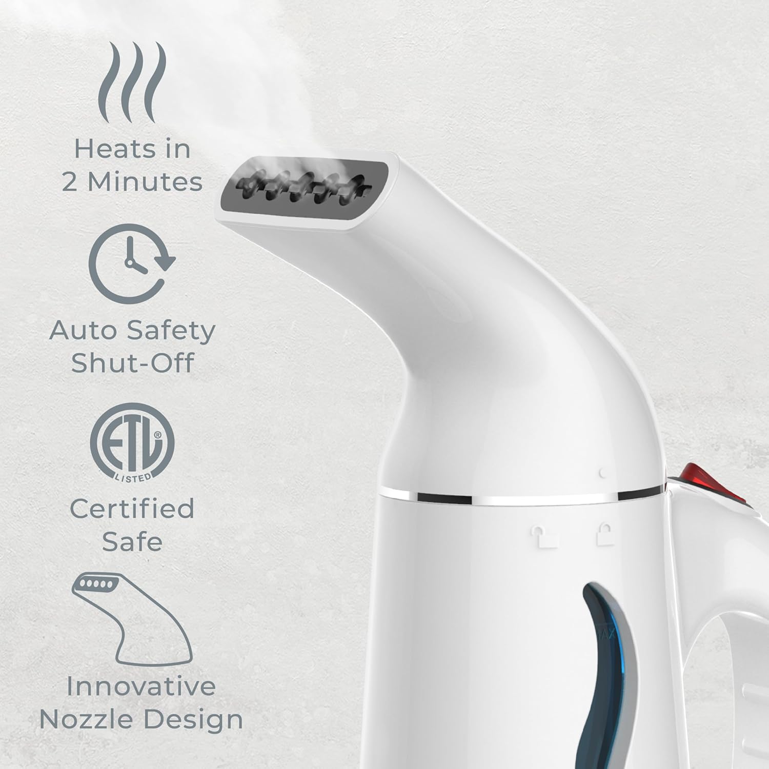 Pure Enrichment Portable Fabric Steamer - Fast-Heating Handheld Travel Steamer for All Fabrics | Lightweight & Safe (White)