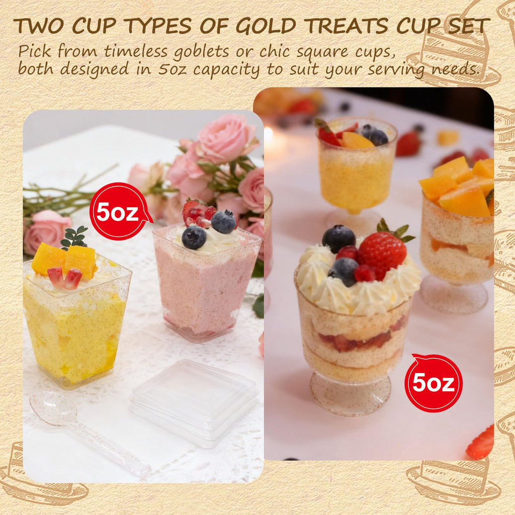 Vintrol 300 Pack Dessert Cups with Spoons and Lids 5 Oz Plastic Shooter Cups Round Clear Serving Goblet cup for Party, Disposable Yogurt Parfait Appetier Cup for Pudding, Fruit Ice and Ice Cream