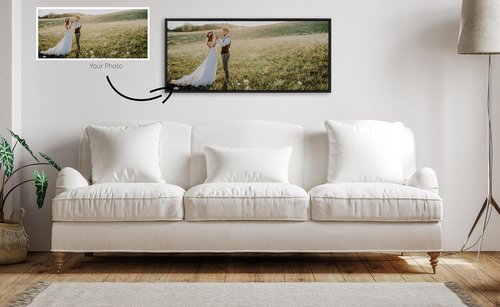 Kate and Laurel Custom Printed Canvas Wall Art - 40x18 Black Sylvie Personal Print for Bedroom or Living Room Decor | Hand Framed in the USA