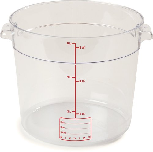 Carlisle FoodService Products Storplus Round Food Storage Container with Stackable Design for Catering, Buffets, Restaurants, Polycarbonate (Pc), 6 Quart, Clear