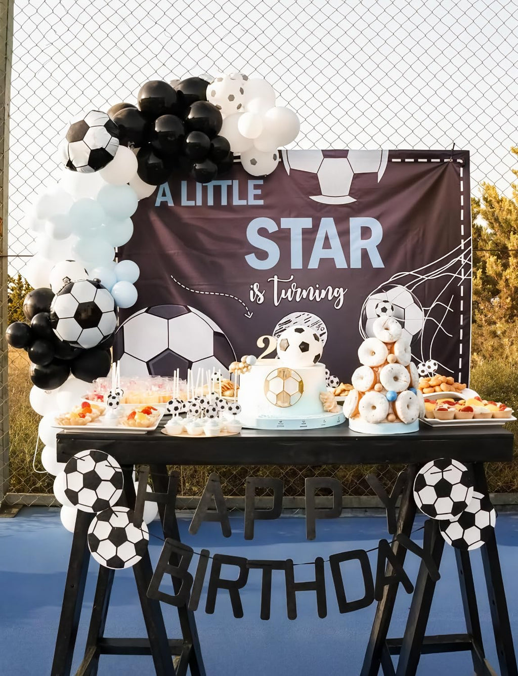 Soccer Balloon Garland Arch Kit - Black and White Football Print Balloons Arch Kit with Foil Football Exploding Star Balloon for Sports Fan, Birthday Party, Baby Shower, Soccer Theme Party Decor