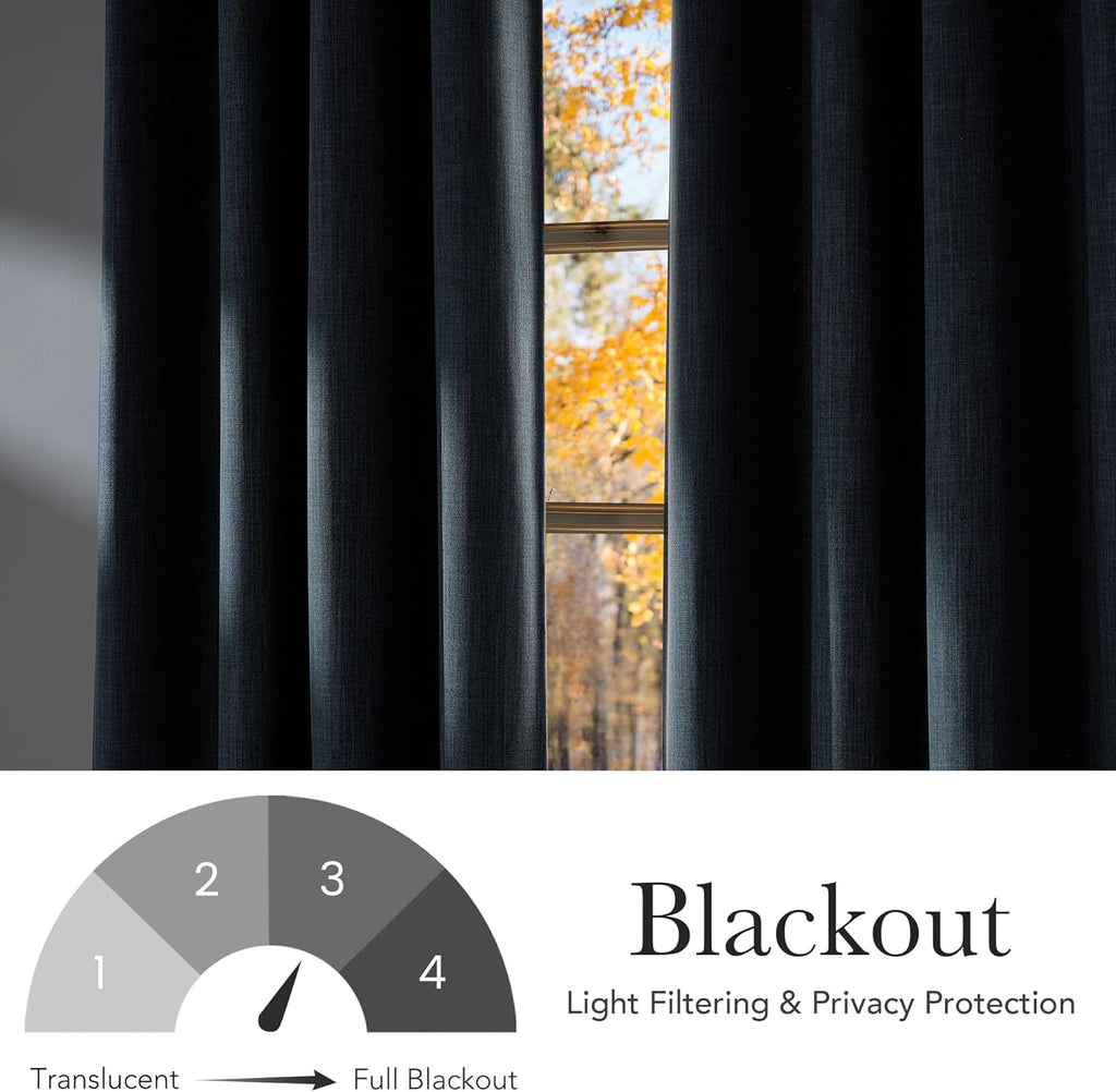 NICETOWN Faux Linen Blackout Curtains - Mist Blue, 63-Inch Grommet Top Privacy Panels, 2-Pack for Modern Farmhouse Style
