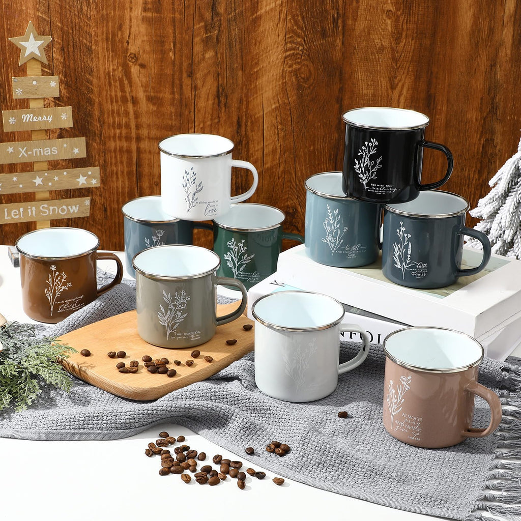 Gandeer 20 Pcs Easter Christian Coffee Mugs Bulk 12 oz Religious Bible Verse Quotes Enamel Mug for Easter Staff Coworker Teacher Nurse Social Worker Volunteer Sunday School Church