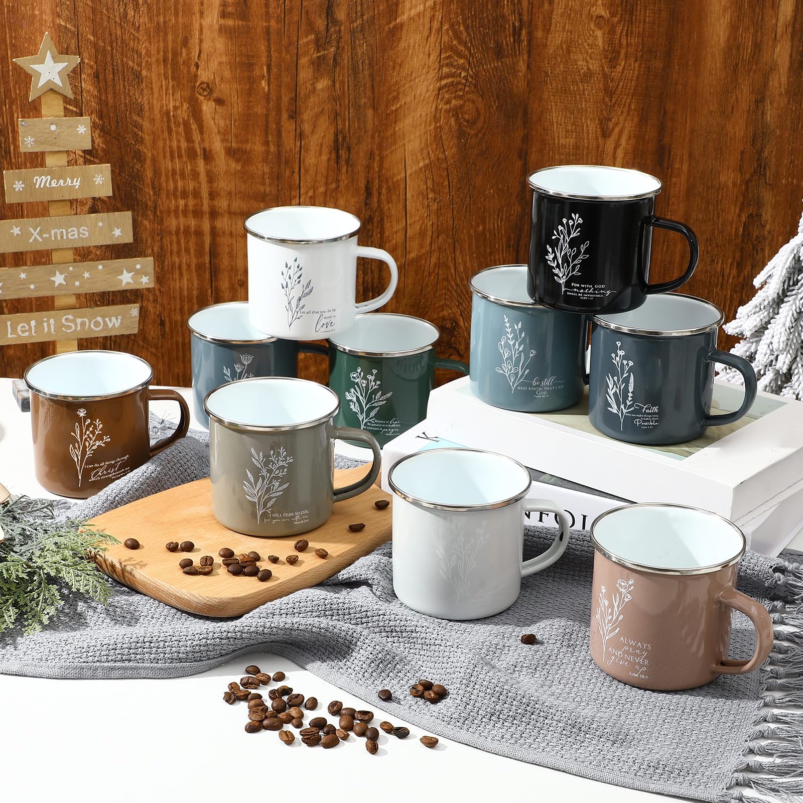 Gandeer 20 Pcs Easter Christian Coffee Mugs Bulk 12 oz Religious Bible Verse Quotes Enamel Mug for Easter Staff Coworker Teacher Nurse Social Worker Volunteer Sunday School Church