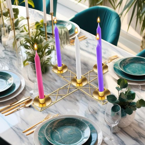 Jingmore Christmas Advent Candle Holder - Rustic Metal Wreath Ring for Pillar Candles | Thin Cross Design