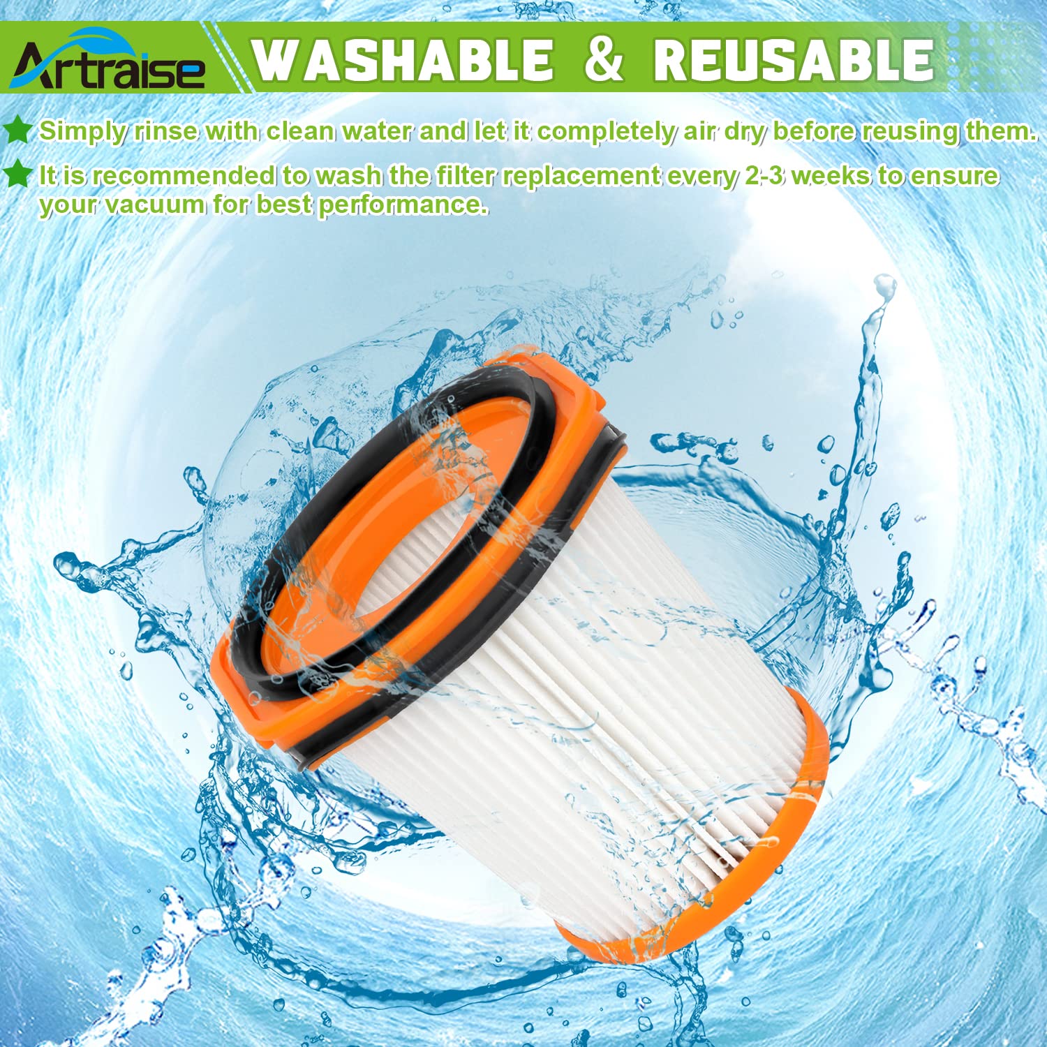 Artraise WS642AE Filter Replacement for Shark WS642AE WS640AE Wandvac Self-Empty System Ultra-Lightweight Powerful Cordless Stick Vacuum (4 Pack Filters)