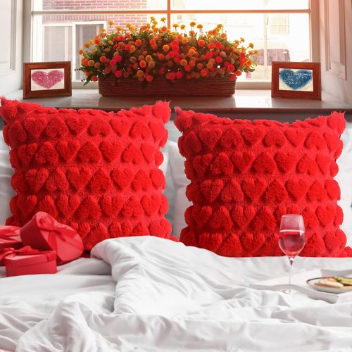 Eliluoni Mother's Day Throw Pillow Covers, Set of 2 Mother's Day Throw Pillow Covers,18x18 Inch Luxury Soft Heart Decorative Pillowcase Cushion Cover Wedding Home Decor for Sofa Living Room Couch Bed