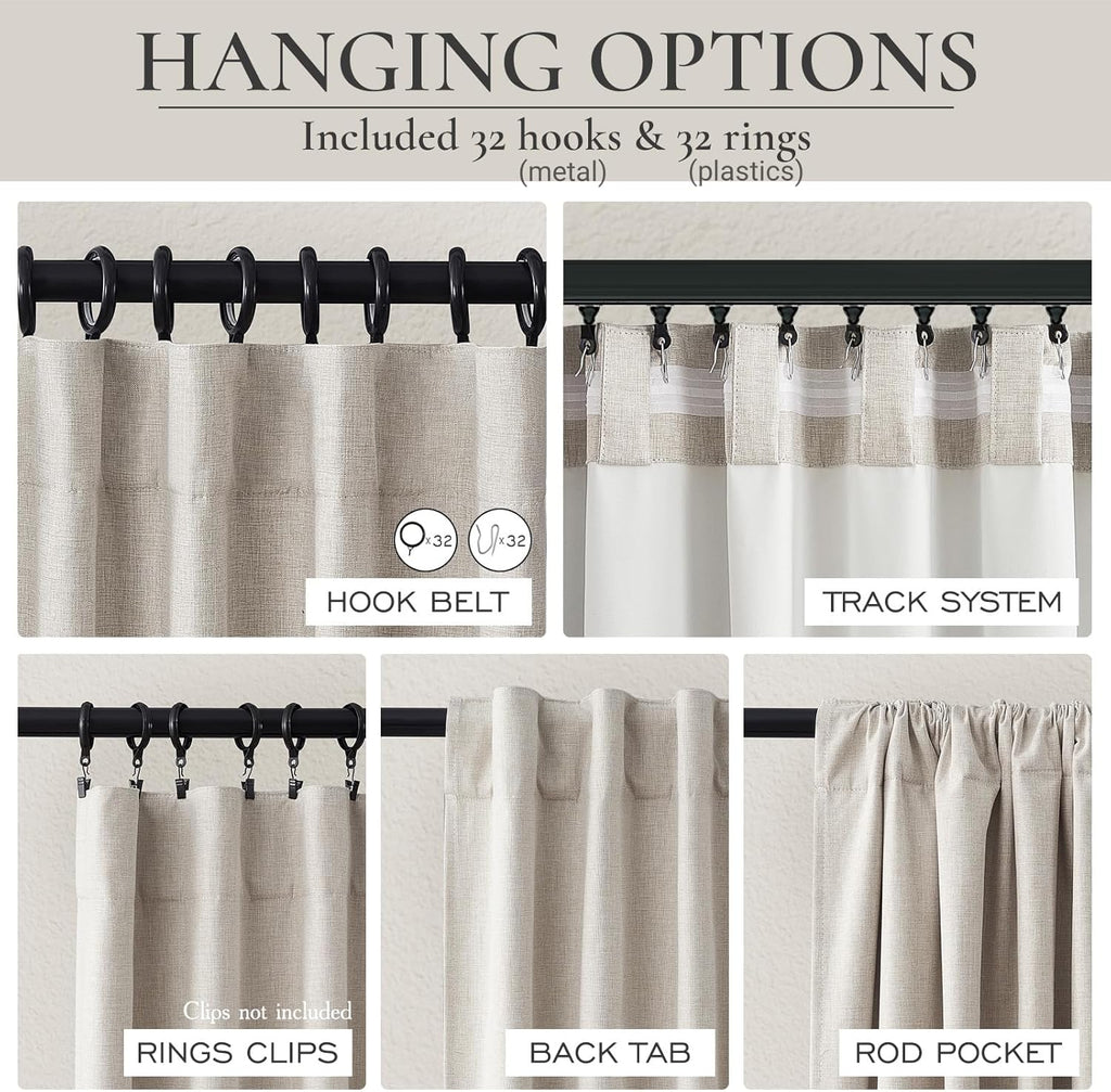 Skiennix 100% Blackout Curtains - 84 Inch Length, Thermal Insulated, Natural Ivory | 2 Panels Set for Bedroom & Living Room