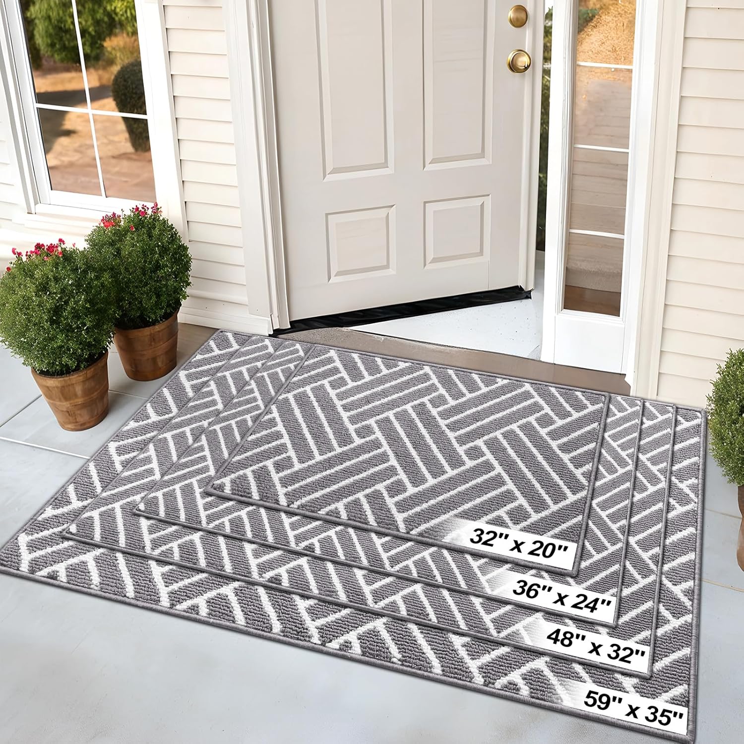 OLANLY Indoor Door Mat - 32x20 Inch Dirt Resistant, Absorbent & Non-Slip Rubber Backing | Grey