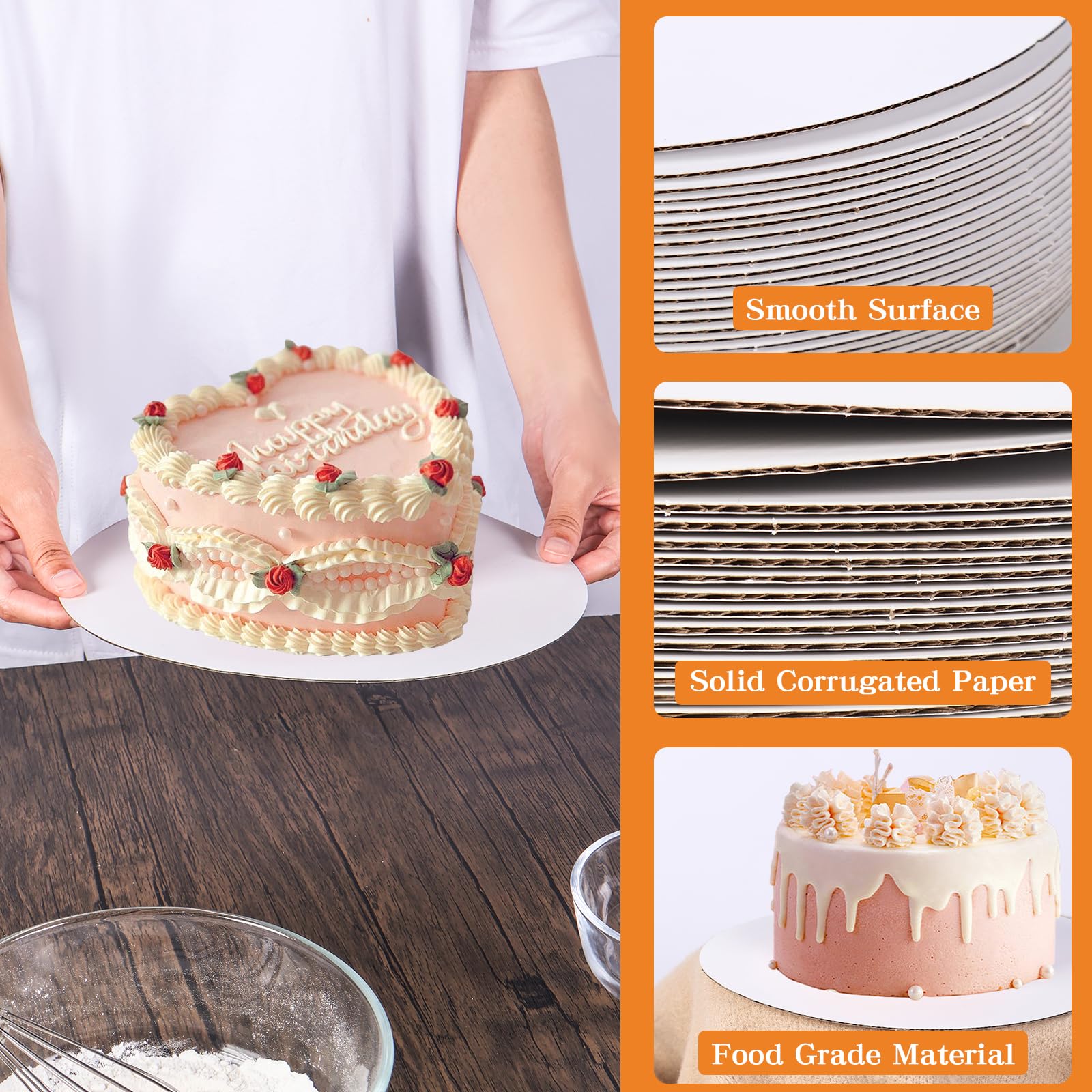 PFAMKEER 40 Packs Cake Boards 6 inch round， White Cake Rounds，White Cake Circles Rounds Base Food-Grade for displaying cakes,bread, desserts, HBBZ001