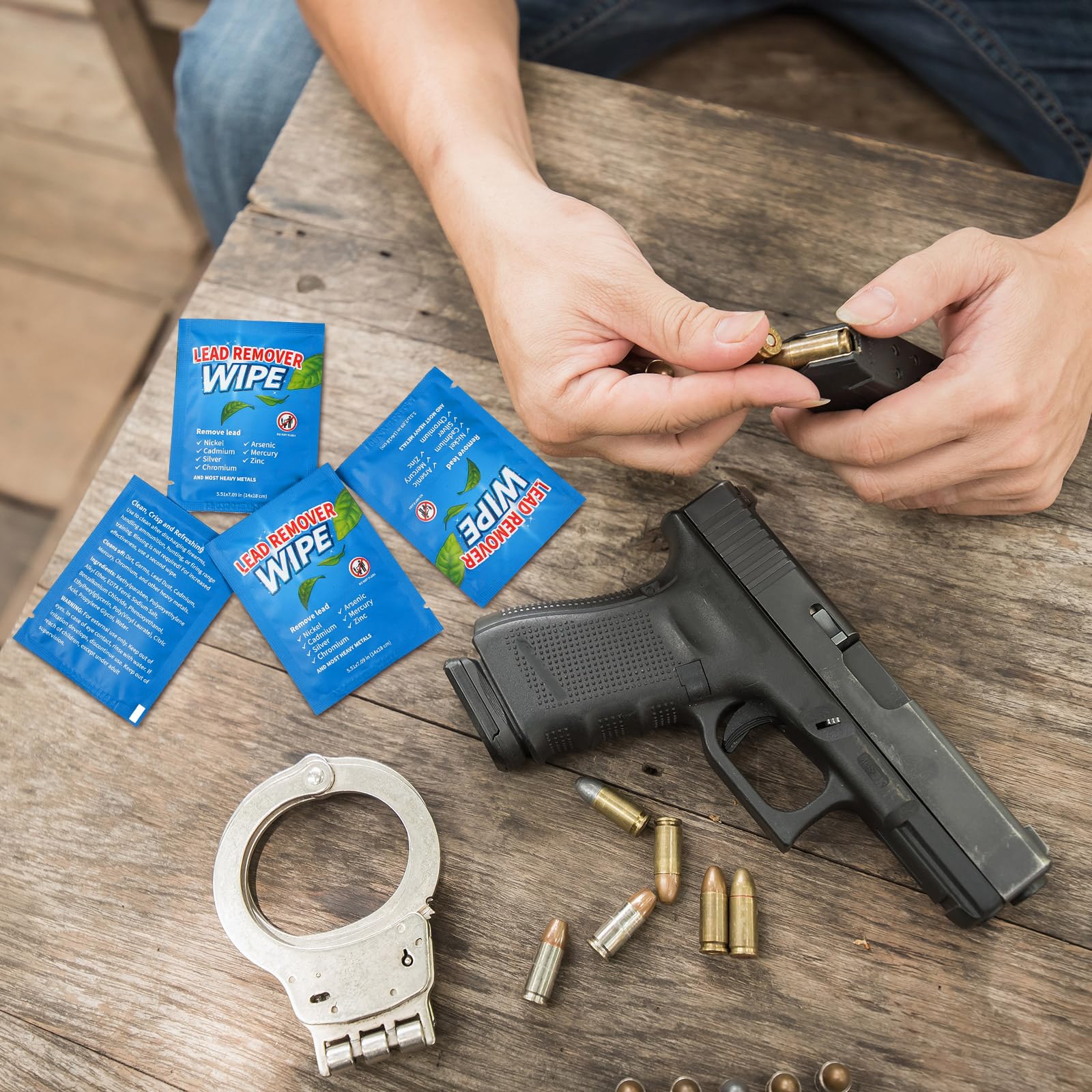 Heigble 100 Pack Lead Remover Wipes for Shooting Hand&Surface Cleaning Wipes Effectively Removes Lead, Dust, Oil&Grime Individually Wrapped Wipe for Shooting Ranges, Hunting, Industrial Use (Blue)