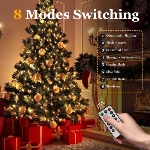 Btfarm Christmas Tree Lights - 400 LED Remote Fairy Lights | 6.6FT Waterproof Dimmable Twinkle for 5-7FT Trees