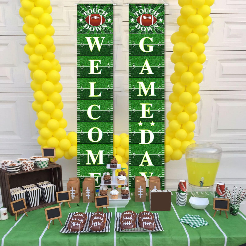 Football Porch Sign Banner Welcome Hanging Door Banner for Sport Theme Party Football Rugby Welcome Game Day Festival Party Decoration Supplies
